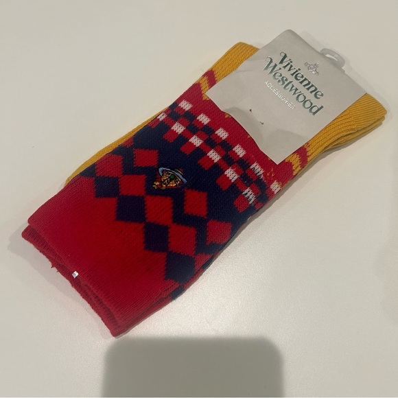 Vivienne Westwood Accessories - Vivienne Westwood Red and Yellow Patterned Socks